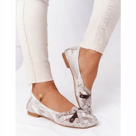 Bailarina de couro feminino Maciejka 01358-44 Dirty Beige bege 3