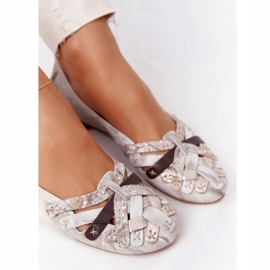 Bailarina de couro feminino Maciejka 01358-44 Dirty Beige bege 5