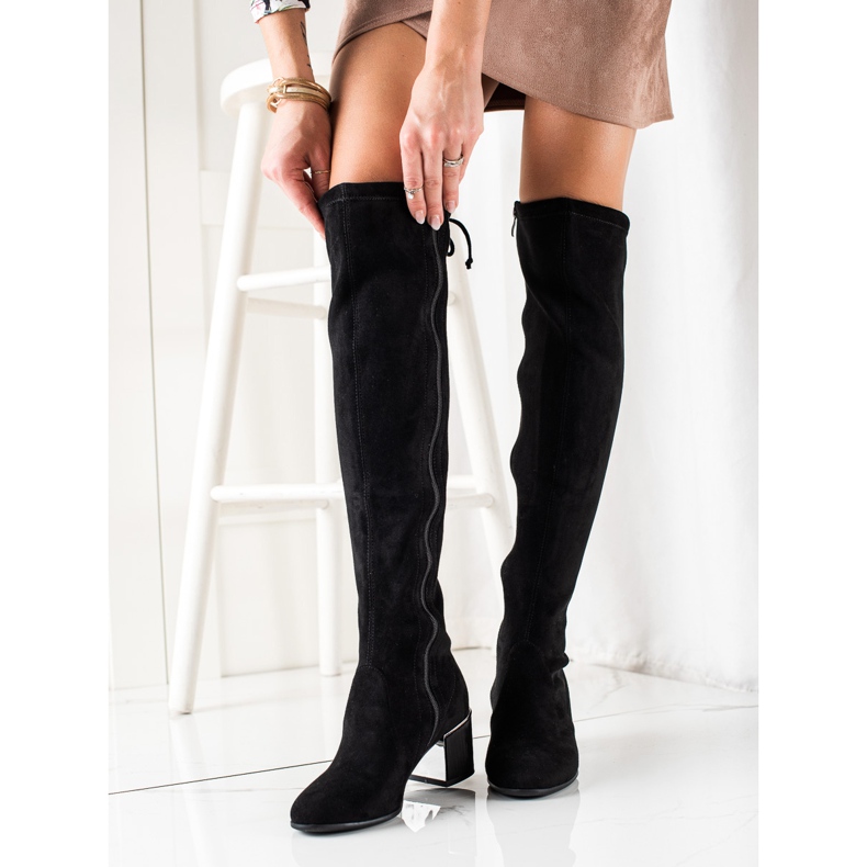 Goodin Botas elegantes de salto alto até a coxa preto 1