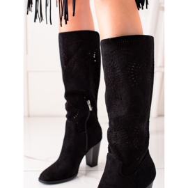 TRENDI Botas elegantes com orifícios preto 1 TRENDI Botas elegantes com orifícios preto 1