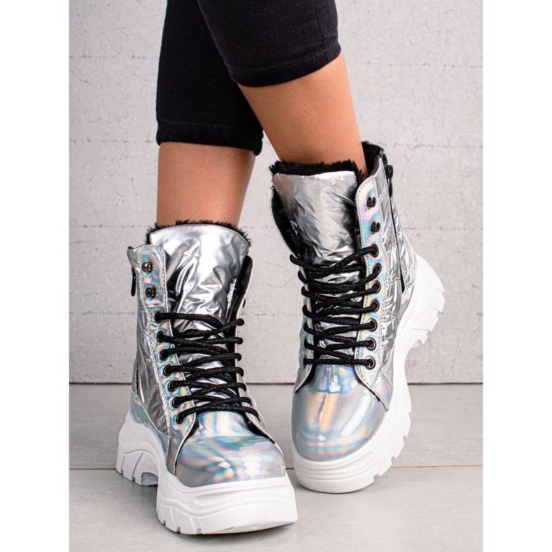 Botas prateadas na plataforma VINCEZA prata 1