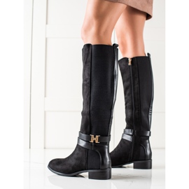 Yes Mile Botas de cano altas elegantes preto 1