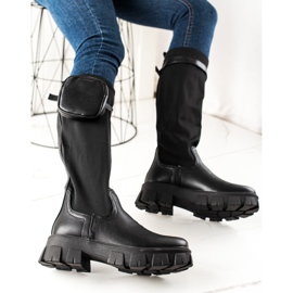 Best Shoes Botas da moda com bolso preto 1 Best Shoes Botas da moda com bolso preto 1