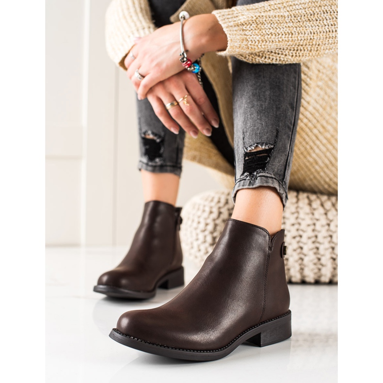 Lovery Botas marrons com couro ecológico marrom 1