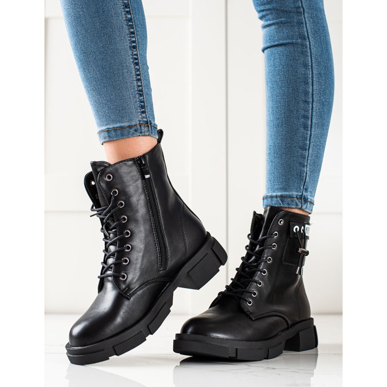 Goodin Bolsas pretas com cadarço com enfeite preto 2