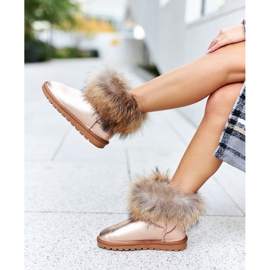 HAN Botas femininas de couro para neve com pele Champagne Snow Fox rosa 1 HAN Botas femininas de couro para neve com pele Champagne Snow Fox rosa 1