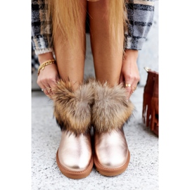 HAN Botas femininas de couro para neve com pele Champagne Snow Fox rosa 2