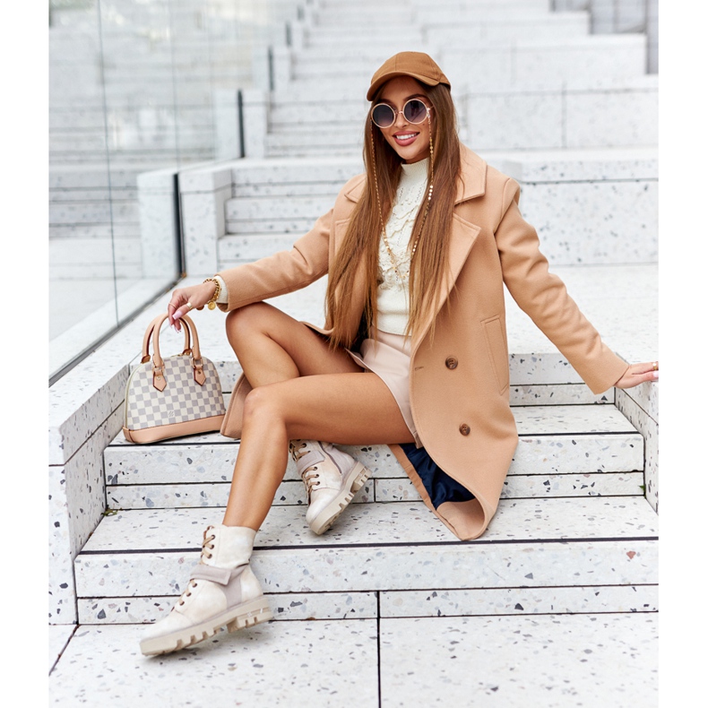 Botas de trabalhador de couro bege Maciejka 05219-04 2