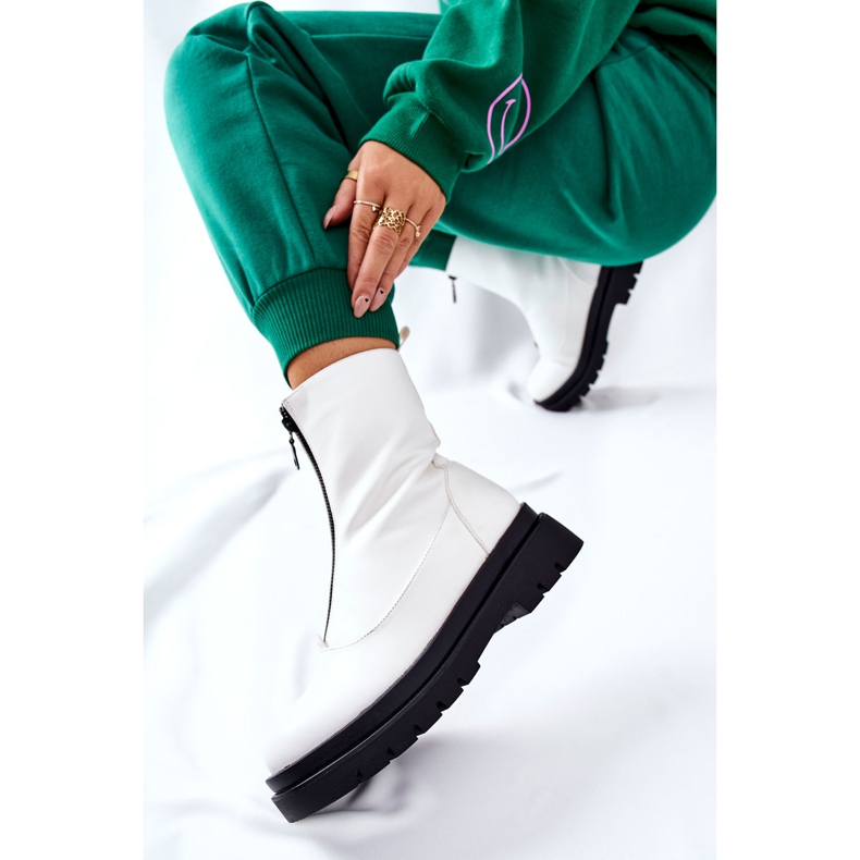 PE1 Botas femininas com zíper White Tierra branco 1