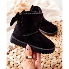 Botas de neve quentes para crianças Lolila pretas com laço preto 2