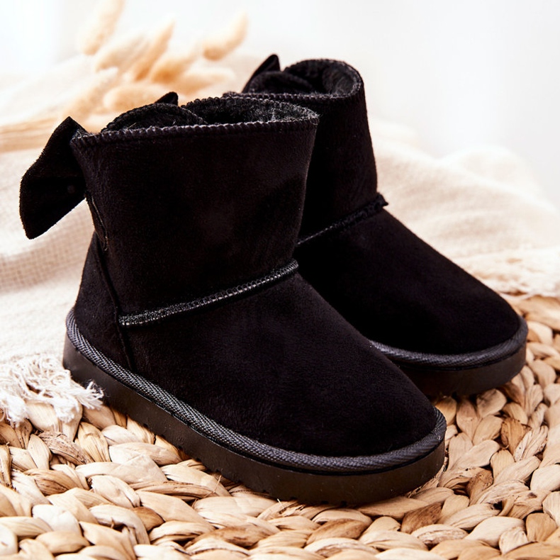 Botas de neve quentes para crianças Lolila pretas com laço preto 1 Botas de neve quentes para crianças Lolila pretas com laço preto 1