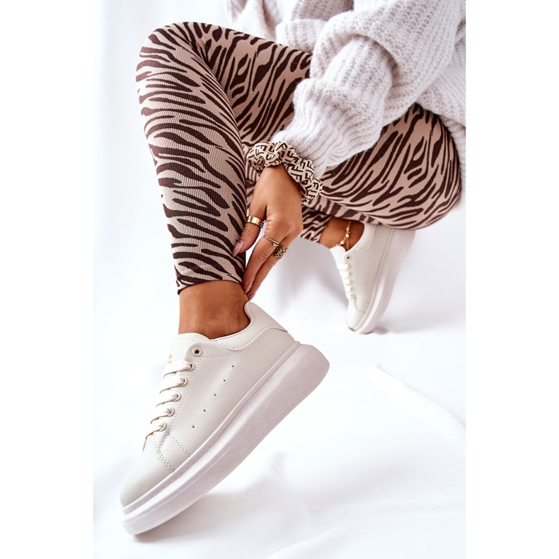 Calçados esportivos de couro com plataforma Lemmy bege 2