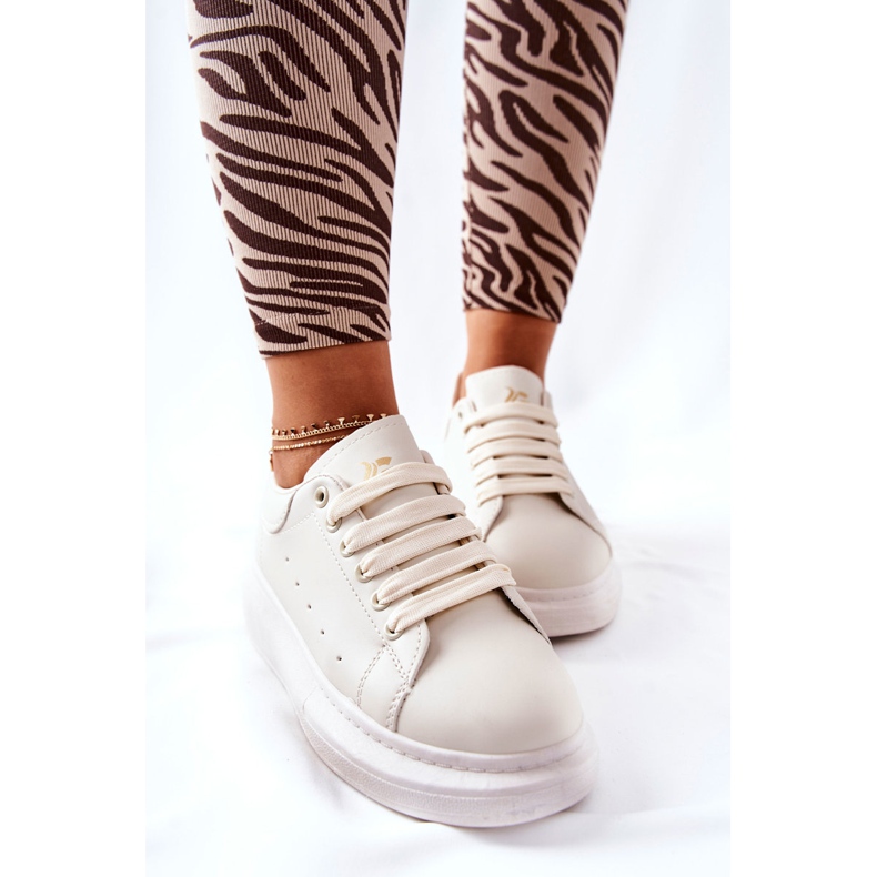 Calçados esportivos de couro com plataforma Lemmy bege 1