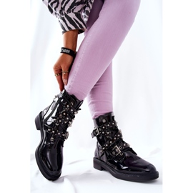 Botas lacadas com tiras pretas de Lorist preto 2 Botas lacadas com tiras pretas de Lorist preto 2
