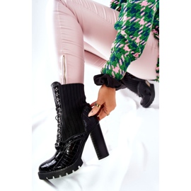 PG1 Botas femininas com salto alto padrão de crocodilo preto erdogan 1