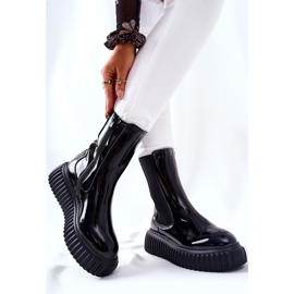 PS1 Botas altas laqueadas na plataforma Black Sereia preto 2