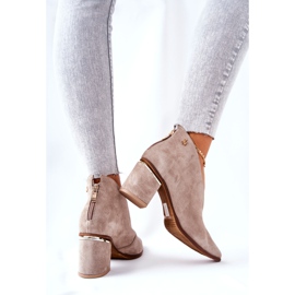 Botas de couro com salto alto Laura Messi Beige 2344 bege 2