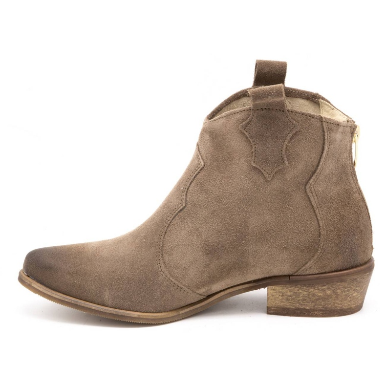 Exquisite Botas femininas de couro 1128EX amêndoa bege 1