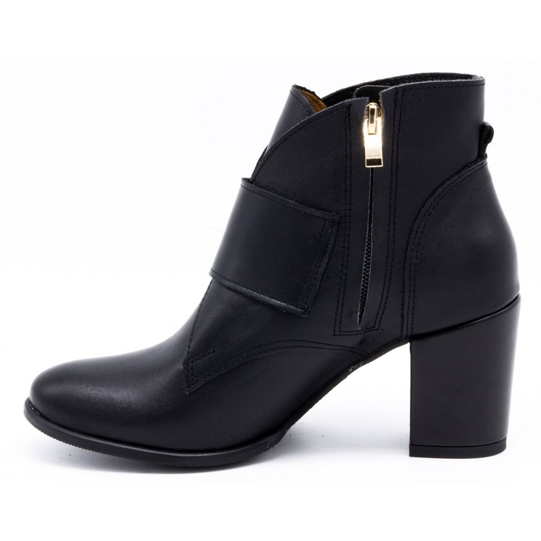 Exquisite Botas femininas de couro com fivela de salto alto preto 1262EX 1