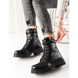 Sixth Sense Traper de botas pretas com couro ecológico preto 1