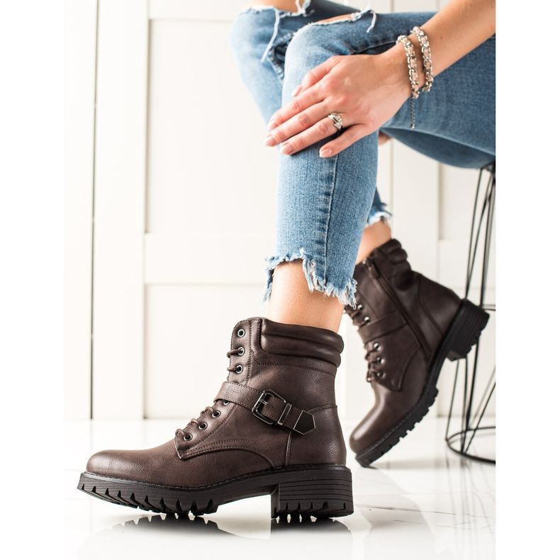 Anesia Paris Trabalhadores marrons com fivela marrom 2