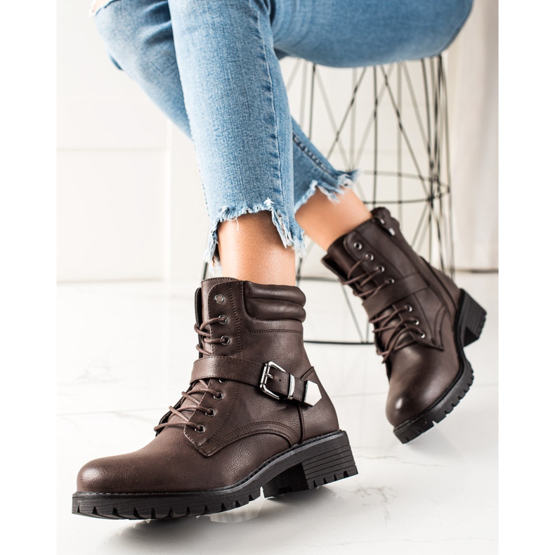 Anesia Paris Trabalhadores marrons com fivela castanho 1