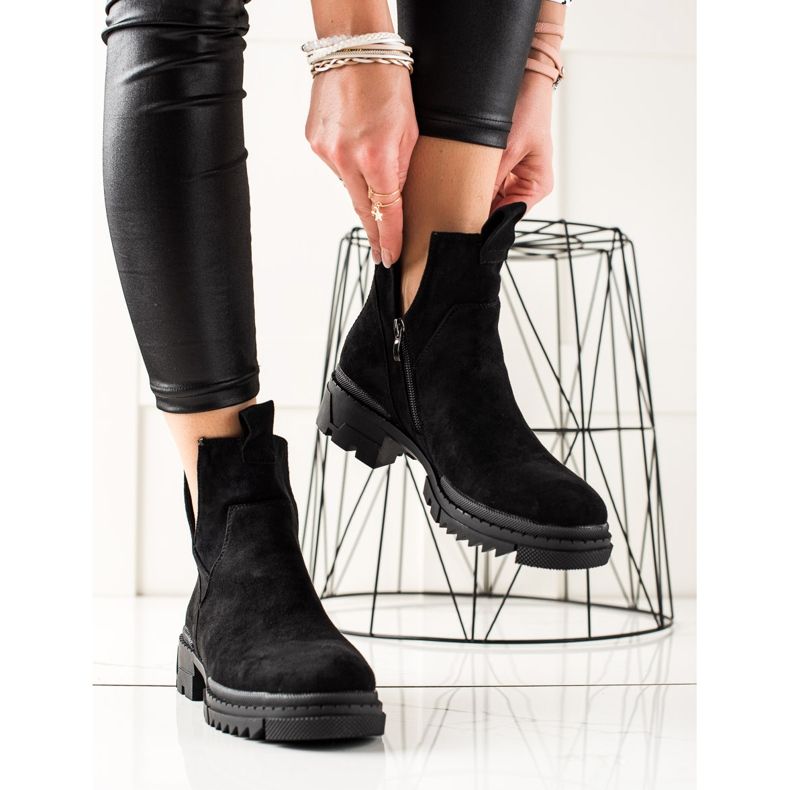 W. Potocki Bolsas de camurça recortadas preto 2