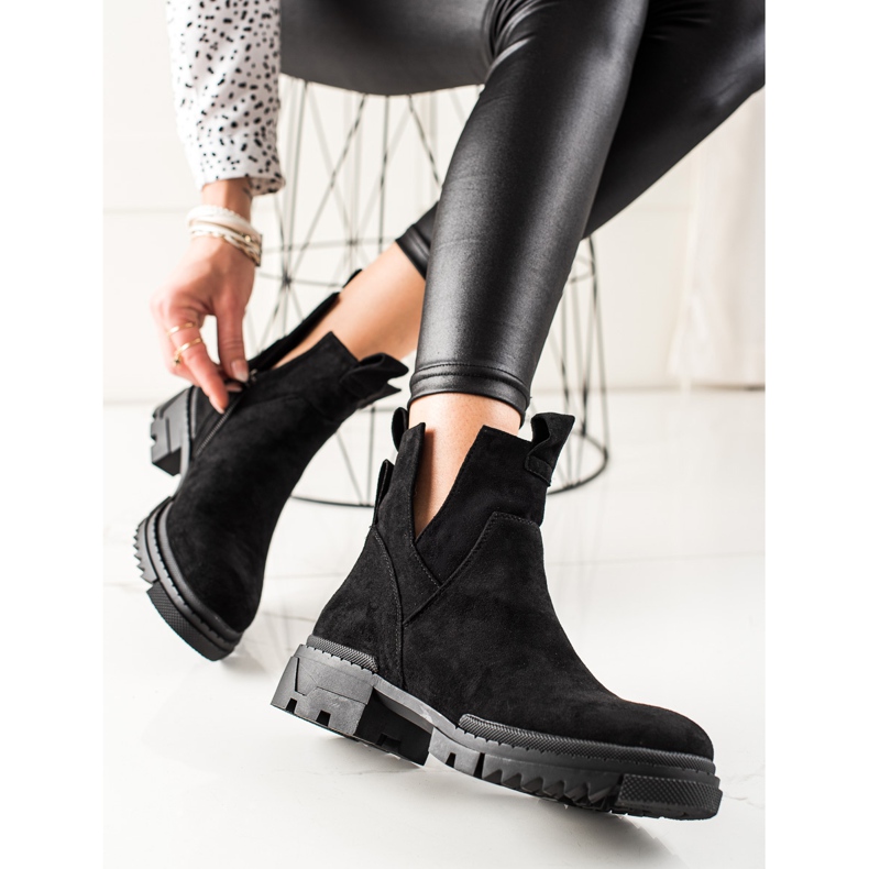 W. Potocki Bolsas de camurça recortadas preto 1