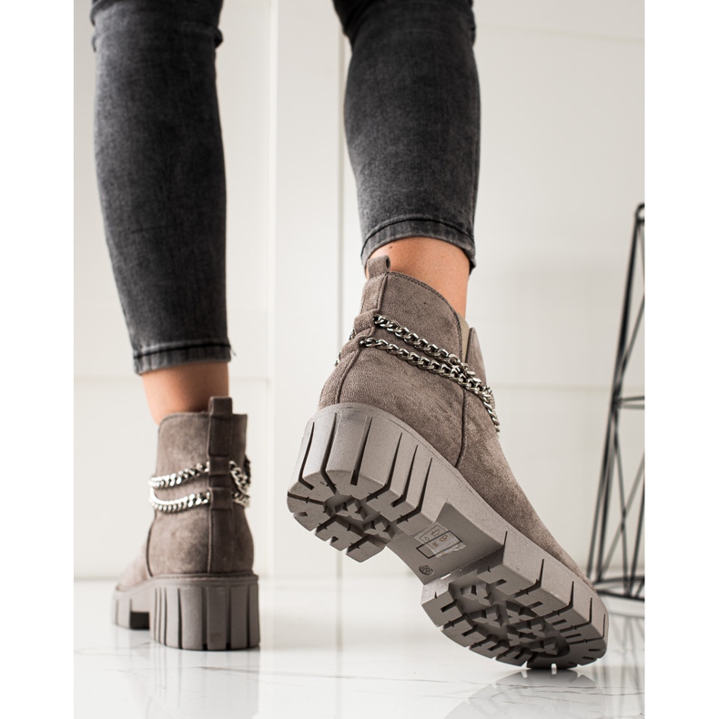 Goodin Botas na plataforma com corrente bege 1