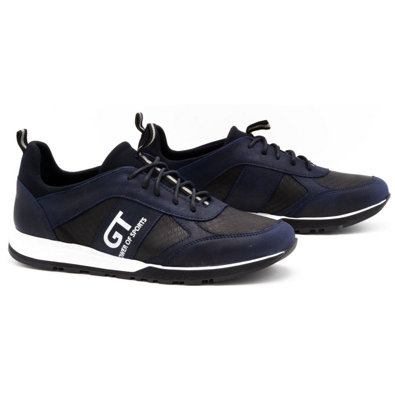 Polbut Sapatos casuais esportivos masculinos de couro 2111PLB, azul marinho 2