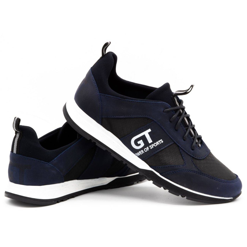 Polbut Sapatos casuais esportivos masculinos de couro 2111PLB, azul marinho 3