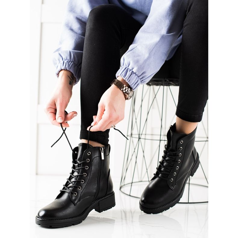 W. Potocki Armadilhas pretas feitas de couro Eco Potocki preto 2