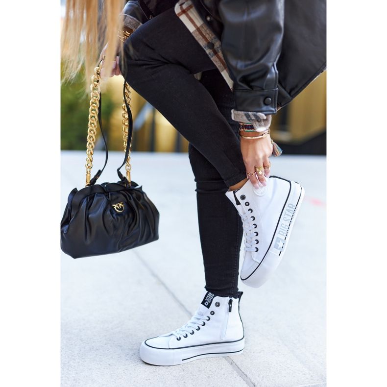 Tênis de cano alto na plataforma branca Big Star II274014 branco 1