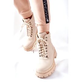 Ideal Shoes Botas Timberki Traperki Beżowe Mustgrow bege 2