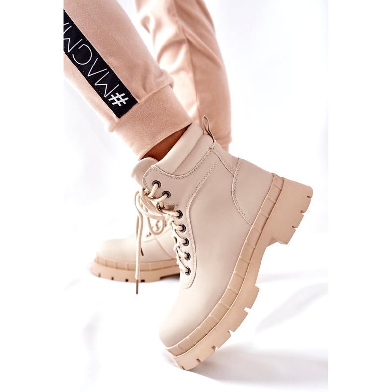 Ideal Shoes Botas Timberki Traperki Beżowe Mustgrow bege 3