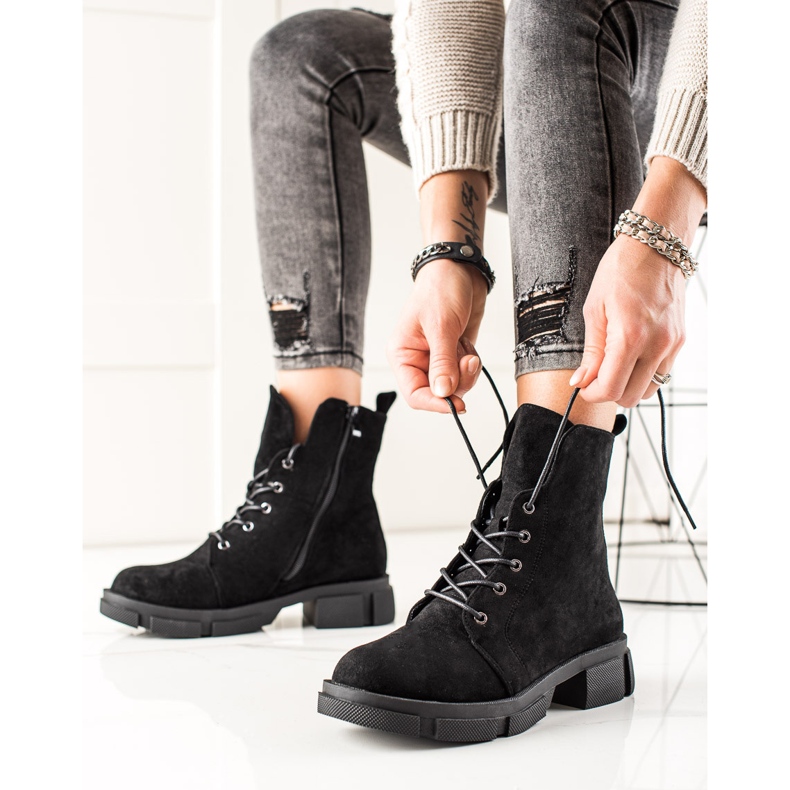 Goodin Operários de camurça preto 1