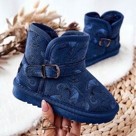 Botas de neve infantis com pele azul marinho Kawai 1