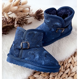 Botas de neve infantis com pele azul marinho Kawai 2 Botas de neve infantis com pele azul marinho Kawai 2