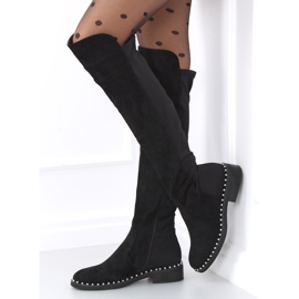 Botas acima do joelho com pérolas Verso Black preto 2 Botas acima do joelho com pérolas Verso Black preto 2