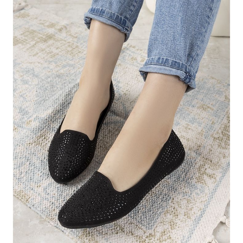 Bailarinas negras adornadas com zircônia cúbica Harriette preto 2 Bailarinas negras adornadas com zircônia cúbica Harriette preto 2