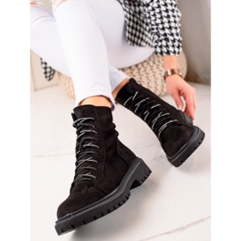 TRENDI Botas pretas de amarrar preto 1