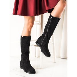 Renda Botas de camurça preta em cunha preto 2