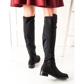 Lovery Botas de camurça confortáveis preto 1