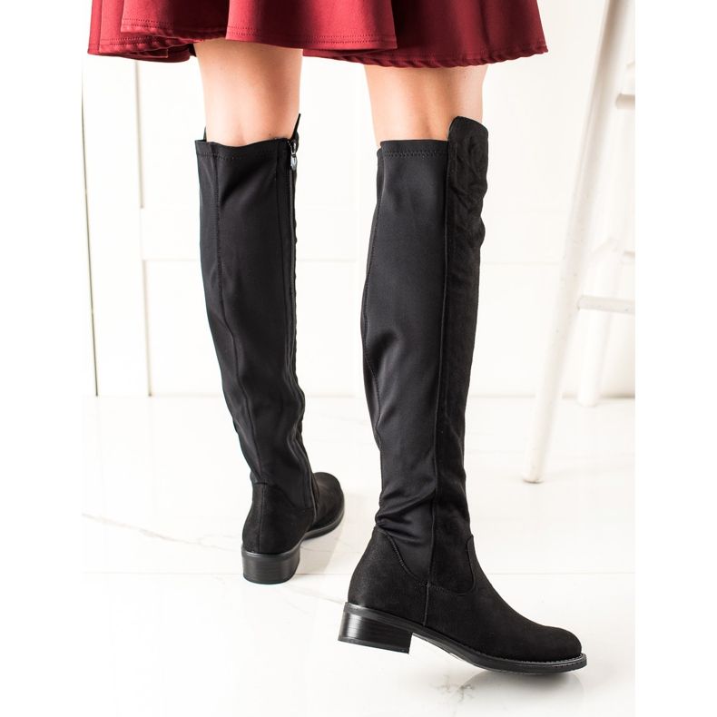 Lovery Botas de camurça confortáveis preto 1