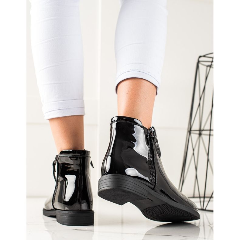 TRENDI Botas clássicas lacadas preto 1