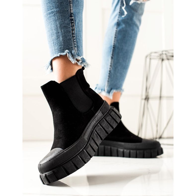 TRENDI Botas elegantes da Chelsea na plataforma preto 1