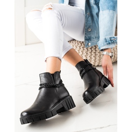 Goodin Botas na plataforma com corrente preto 1