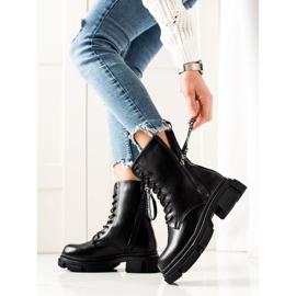 Bona Botas Pretas Com Zíper Decorativo preto 1