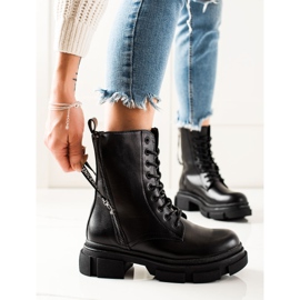 Bona Botas Pretas Com Zíper Decorativo preto 2