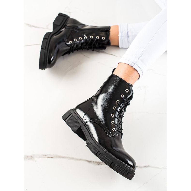 Botas de amarrar de Sergio Leone preto 1